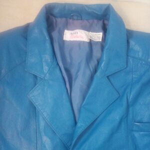 Vintage Avon Fashions Blue Leather Trench Coat
